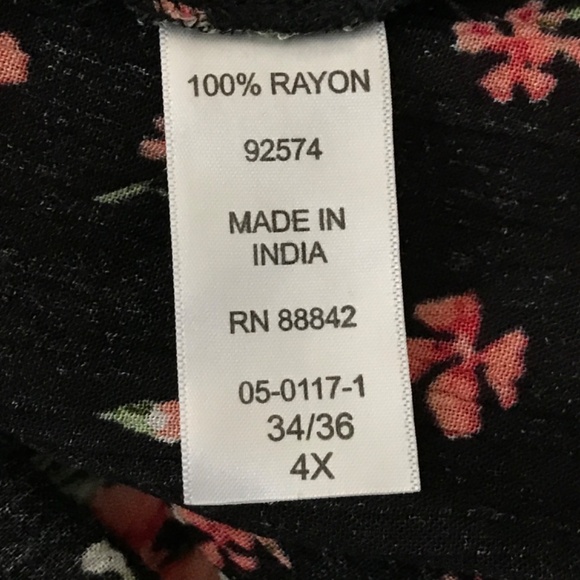 WOMAN WITHIN Maxi Dress Black Floral Short Sleeve V Neck Women’s Plus Size 4X 34 - Picture 11 of 15